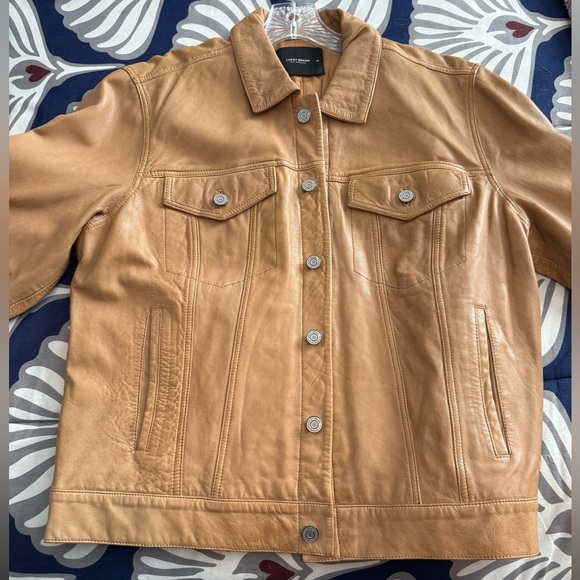 NWT Lucky Brand Leather Trucker Jacket size XL - Picture 13 of 16